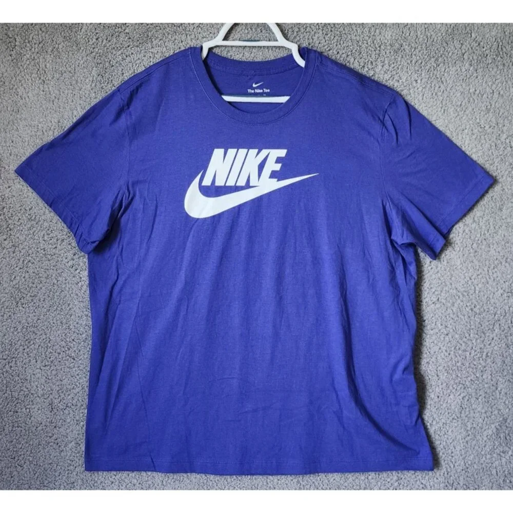The Nike Tee Blue White‎ Swoosh Logo Graphic T Shirt Size XXL 100% Cotton